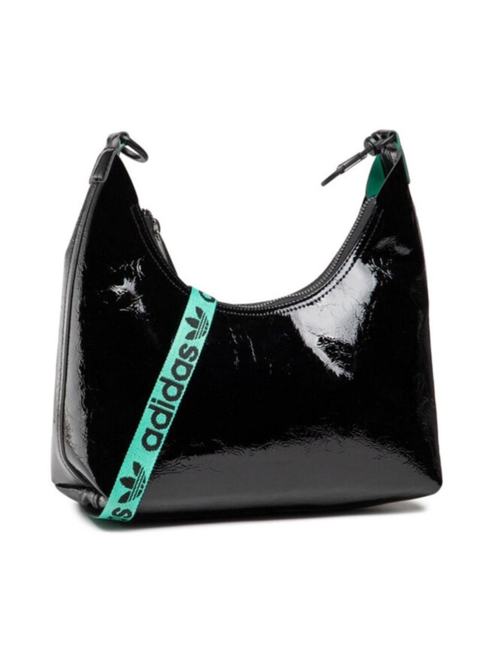 adidas cabin reversible Black Patent Shoulder Bag with Teal Logo Strap